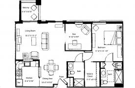 One bedroom and den, two baths apartment