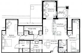 Two bedrooms and den, two baths apartment